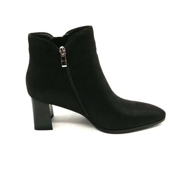 Monroe and Main Womens Boots Black Ankle Dual Zip Pointed Toe Block Heel 7.5 NEW - Picture 2 of 10